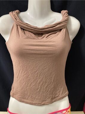 Dynamite Taupe Cowl Neck Sleeveless Top XXS